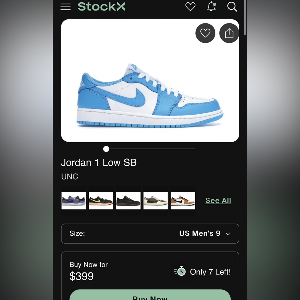 Jordan 1 SB collab UNC blue men’s 9 - Picture 12 of 12